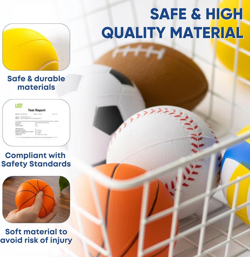 EH.DT Set Of 6 Mini Sports Foam Balls for Kids, Toddler Ball Toys, Foam Football, Toddler Football, Indoor Baby Soccer, Kids Mini Basketball, Soft Baseball, Volleyball, Small Playground Balls, Baby Ball Toy - Image 5